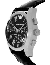 Emporio Armani Valente Chronograph Black Dial Black Leather Strap Watch For Men - AR1633 Buy Now By Emporio Armani
