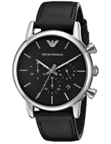 Emporio Armani Classic Chronograph Black Dial Black Leather Strap Watch For Men - AR1733 Buy Now By Emporio Armani