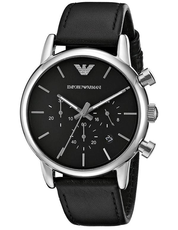 Emporio Armani Classic Chronograph Black Dial Black Leather Strap Watch For Men - AR1733 Buy Now By Emporio Armani