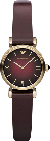 Emporio Armani Gianni T Bar Burgundy Dial Burgundy Leather Strap Watch For Women - AR1758 Buy Now By Emporio Armani