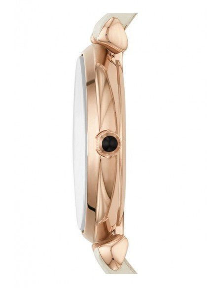 Emporio Armani Gianni T Bar Light Brown Dial White Leather Strap Watch For Women - AR1769 Buy Now By Emporio Armani