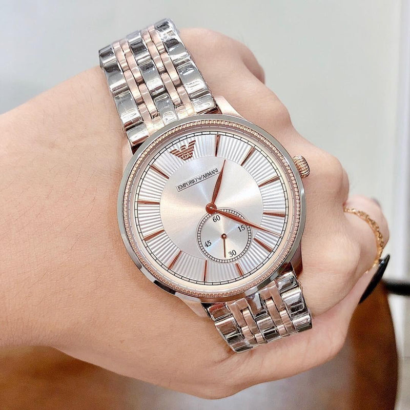 Emporio Armani Classic Silver Dial Two Tone Steel Strap Watch For Men - AR1839 Buy Now By Emporio Armani
