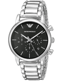 Emporio Armani Chronograph Black Dial Silver Steel Strap Watch For Men - AR1853
