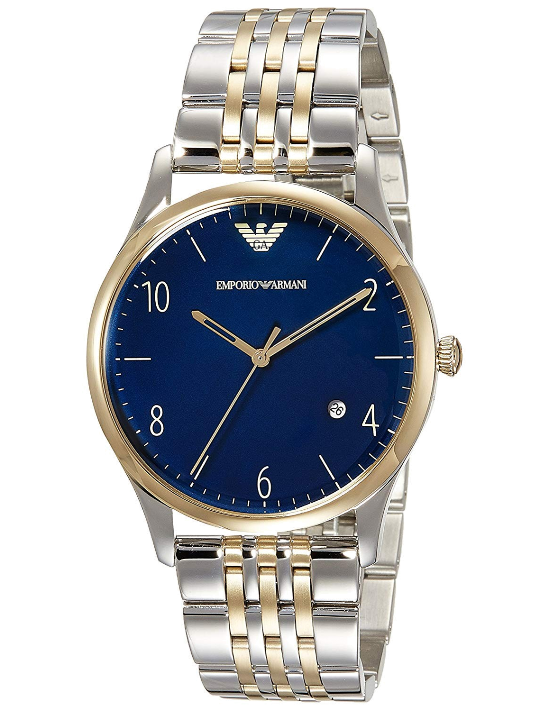 Emporio Armani Classic Quartz Blue Dial Two Tone Steel Strap Watch For Men - AR1868