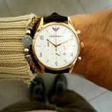 Emporio Armani Classic Chronograph White Dial Black Leather Strap Watch For Men - AR1892 Buy Now By Emporio Armani