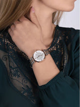 Emporio Armani Gianni T Bar White Dial Two Tone Steel Strap Watch For Women - AR1926
