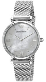 Emporio Armani Gianni T Bar Mother of Pearl Dial Silver Steel Strap Watch For Women - AR1955 Buy Now By Emporio Armani