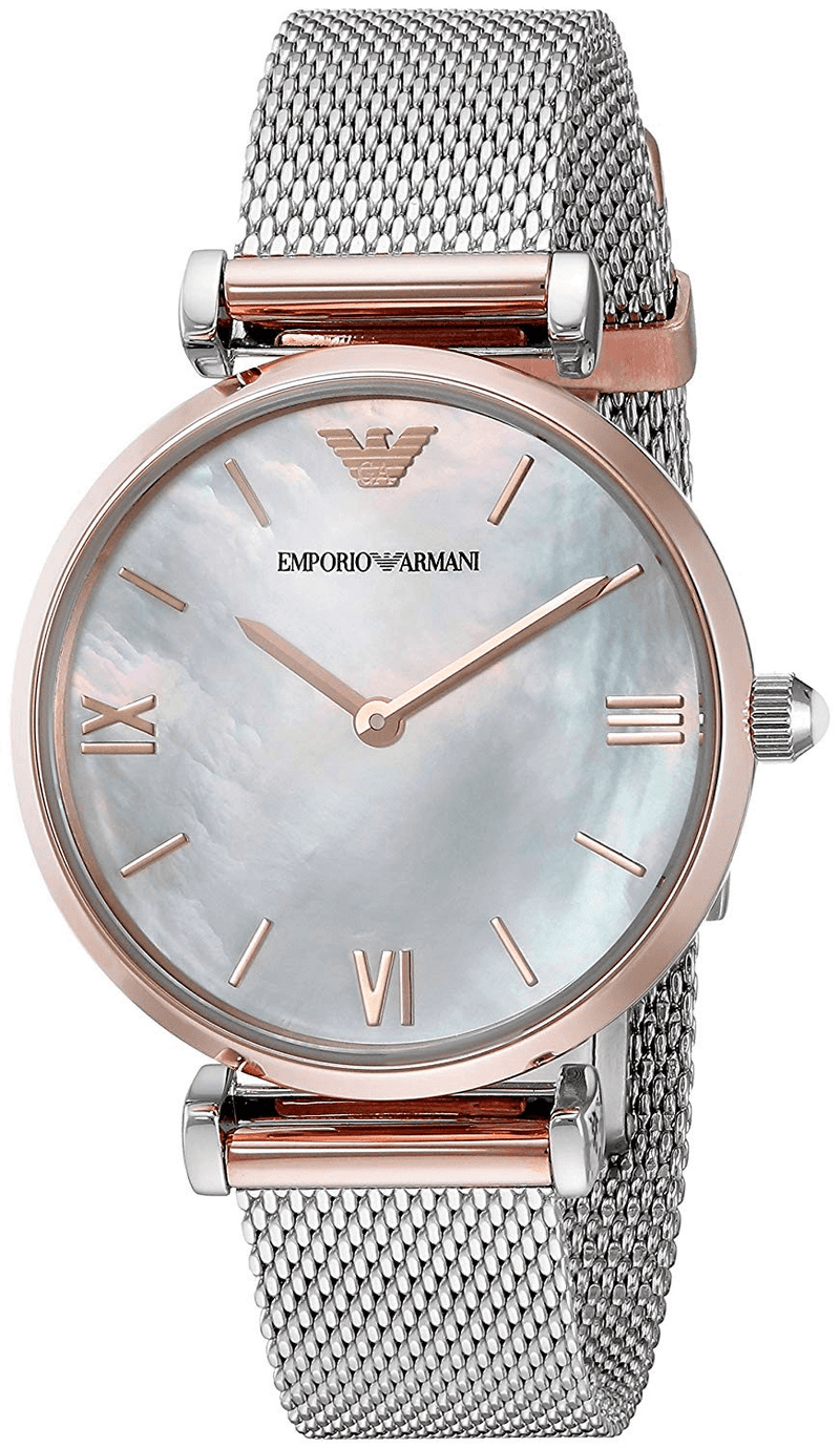Emporio Armani Retro Mother of Pearl Dial Silver Mesh Bracelet Watch For Women - AR2067 Buy Now By Emporio Armani