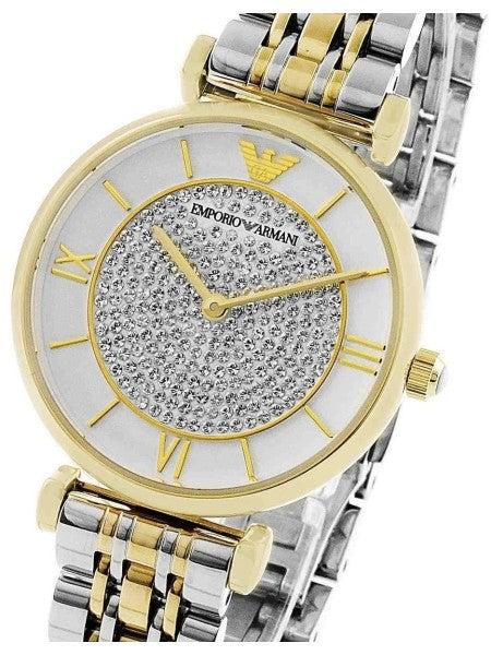 Emporio Armani Gianni T Bar Analog White Dial Two Tone Steel Strap Watch For Women - AR2076 Buy Now By Emporio Armani