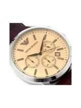 Emporio Armani Classic Chronograph Beige Dial Brown Leather Strap Watch For Men - AR2433 Buy Now By Emporio Armani