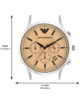 Emporio Armani Classic Chronograph Beige Dial Brown Leather Strap Watch For Men - AR2433 Buy Now By Emporio Armani