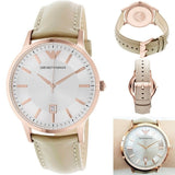 Emporio Armani Classic Quartz Silver Dial Beige Leather Strap Watch For Men - AR2464 Buy Now By Emporio Armani