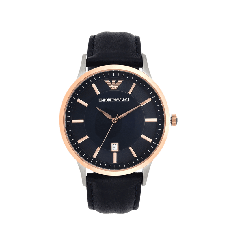 Emporio Armani Renato Analog Blue Dial Black Leather Strap Watch For Men - AR2506 Buy Now By Emporio Armani