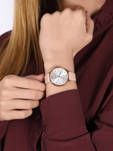 Emporio Armani Kappa Rose Gold & White Dial Beige Nude Leather Strap Watch For Women - AR2510 Buy Now By Emporio Armani