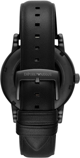 Emporio Armani Meccanico Automatic Skeleton Dial Black Leather Strap Watch For Men - AR60008 Buy Now By Emporio Armani