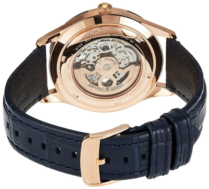 Emporio Armani Luigi Automatic Silver Dial Black Leather Strap Watch For Men - AR60013 Buy Now By Emporio Armani