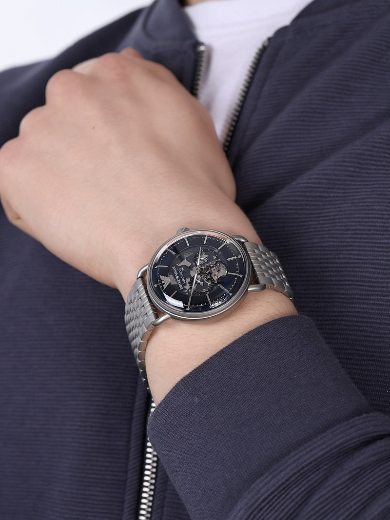 Emporio Armani Aviator Multifunction Blue Dial Silver Mesh Bracelet Watch For Men - AR60024 Buy Now By Emporio Armani