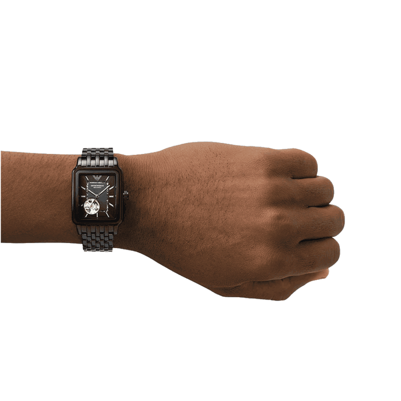 Emporio Armani Meccanico Black Dial Black Steel Strap Watch For Men - AR60058