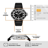 Emporio Armani Sea Explorer Automatic Black Dial Black Silicone Strap Watch For Men - AR60078
