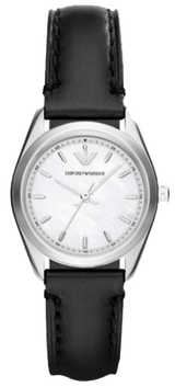 Emporio Armani Analog White Dial Black Leather Strap Watch For Women - AR6026 Buy Now By Emporio Armani