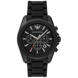 Emporio Armani Sportivo Chronograph Black Dial Black Silicone Strap Watch For Men - AR6092