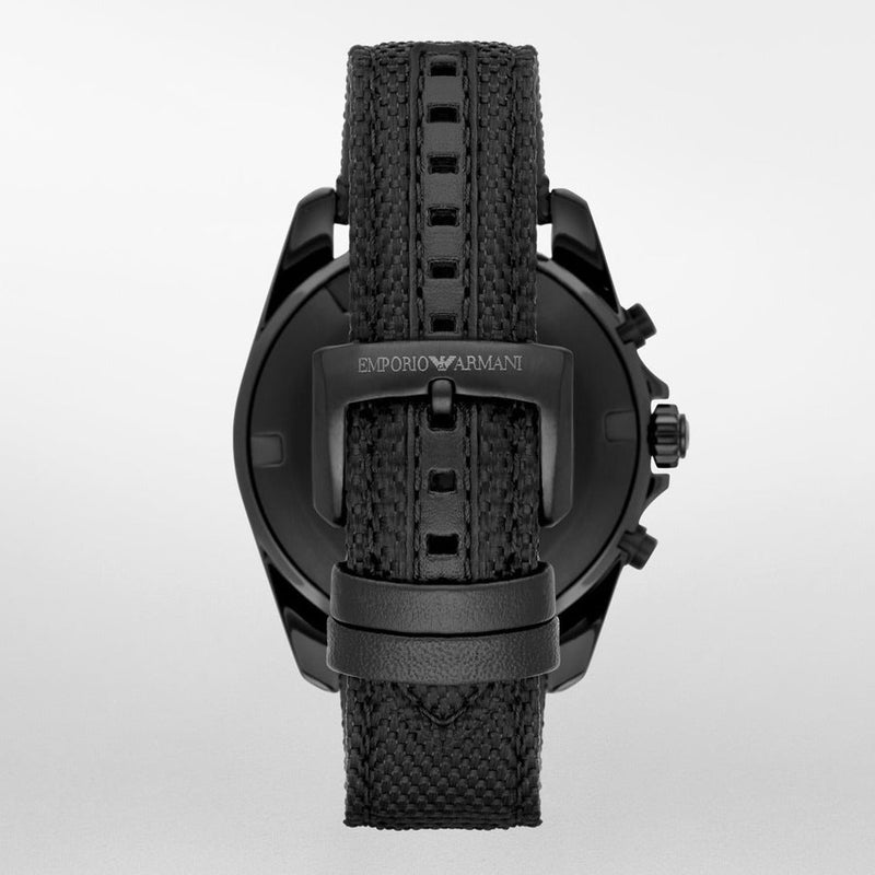 Emporio Armani Sigma Chronograph Black Dial Black Leather Strap Watch For Men - AR6131 Buy Now By Emporio Armani