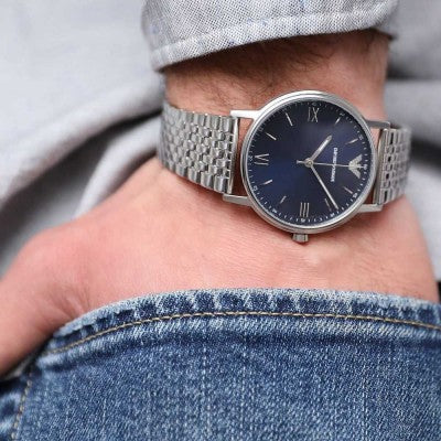 Emporio Armani Kappa Quartz Blue Dial Silver Steel Strap Watch For Men - AR80010 Buy Now By Emporio Armani