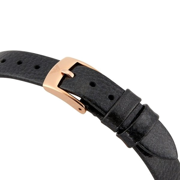 Emporio Armani Aurora Mother Of Pearl Black Dial Black Leather Strap Watch For Women - AR11056 Buy Now By Emporio Armani