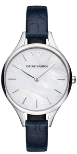 Emporio Armani Aurora Quartz Mother Of Pearl White Dial Blue Leather Strap Watch For Women - AR11090 Buy Now By Emporio Armani
