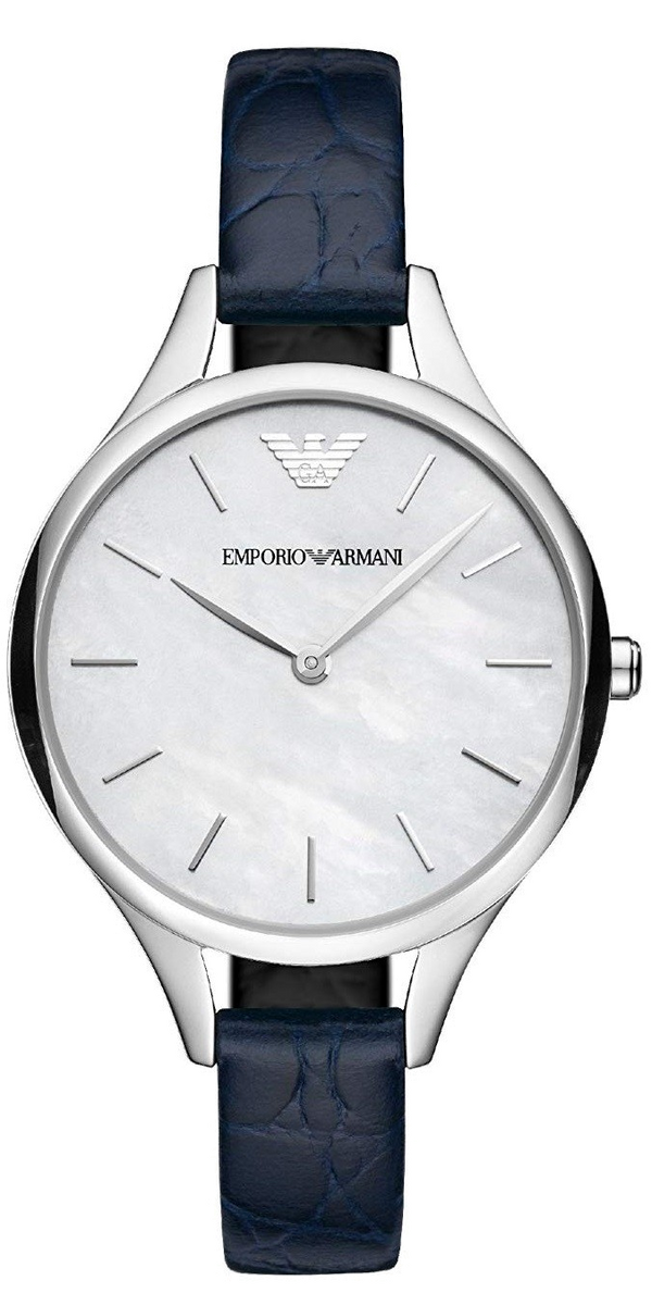 Emporio Armani Aurora Quartz Mother Of Pearl White Dial Blue Leather Strap Watch For Women - AR11090 Buy Now By Emporio Armani
