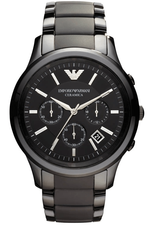 Emporio Armani Ceramica Chronograph Black Dial Black Strap Watch For Men - AR1452 Buy Now By Emporio Armani