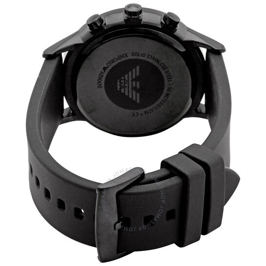 Shop Emporio Armani Chronograph Quartz Silver Dial Black Rubber Strap Watch For Men - AR11048 in USA