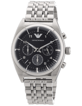 Emporio Armani Franco Black Dial Silver Steel Strap Watch For Men - AR0373 Buy Now By Emporio Armani