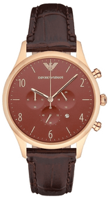 Emporio Armani Classic Chronograph Burgundy Dial Brown Leather Strap Watch For Men - AR1890 Buy Now By Emporio Armani