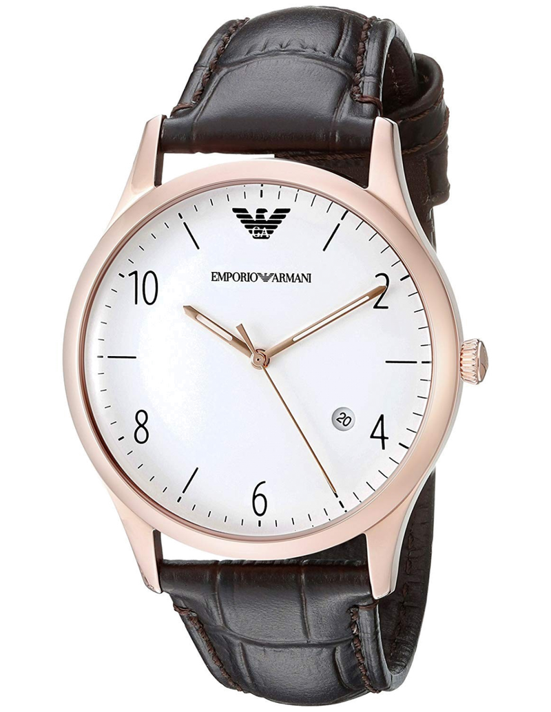 Emporio Armani Beta Chronograph White Dial Brown Leather Strap Watch For Men - AR1915 Buy Now By Emporio Armani