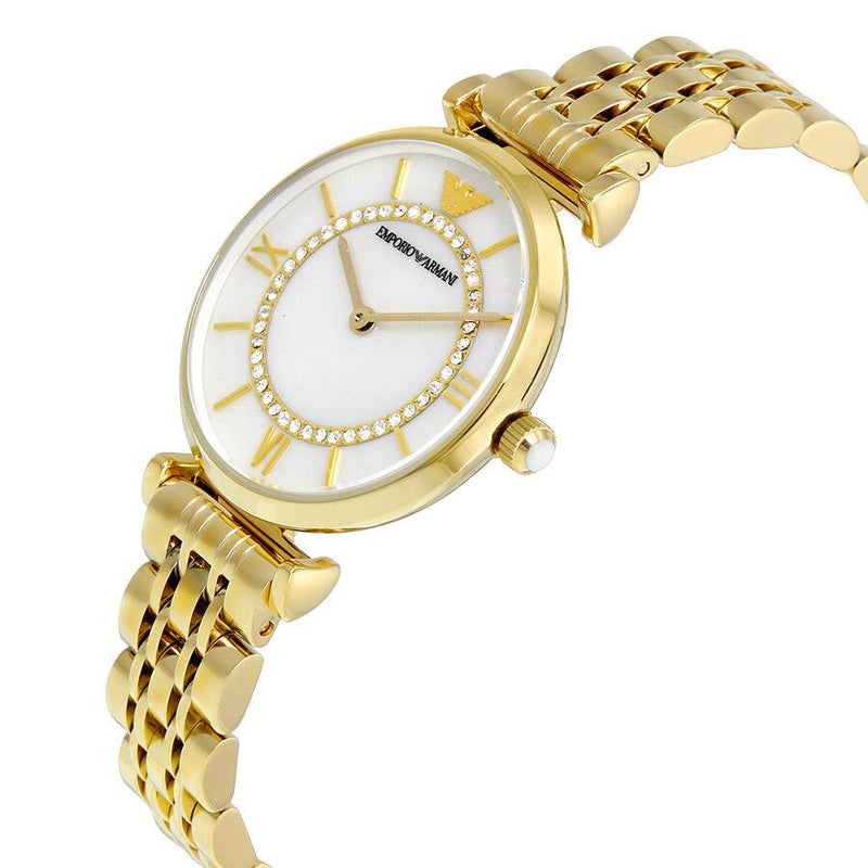 Emporio Armani Gianni T Bar White Mother of Pearl Dial Gold Steel Strap Watch For Women - AR1907 Buy Now By Emporio Armani