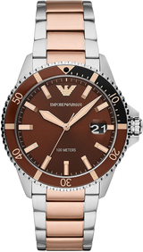Emporio Armani Diver Quartz Brown Dial Two Tone Steel Strap Watch For Men - AR11340 Buy Now By Emporio Armani