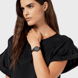 Emporio Armani Gianni T Bar Black Dial Black Steel Strap Watch For Women - AR11245