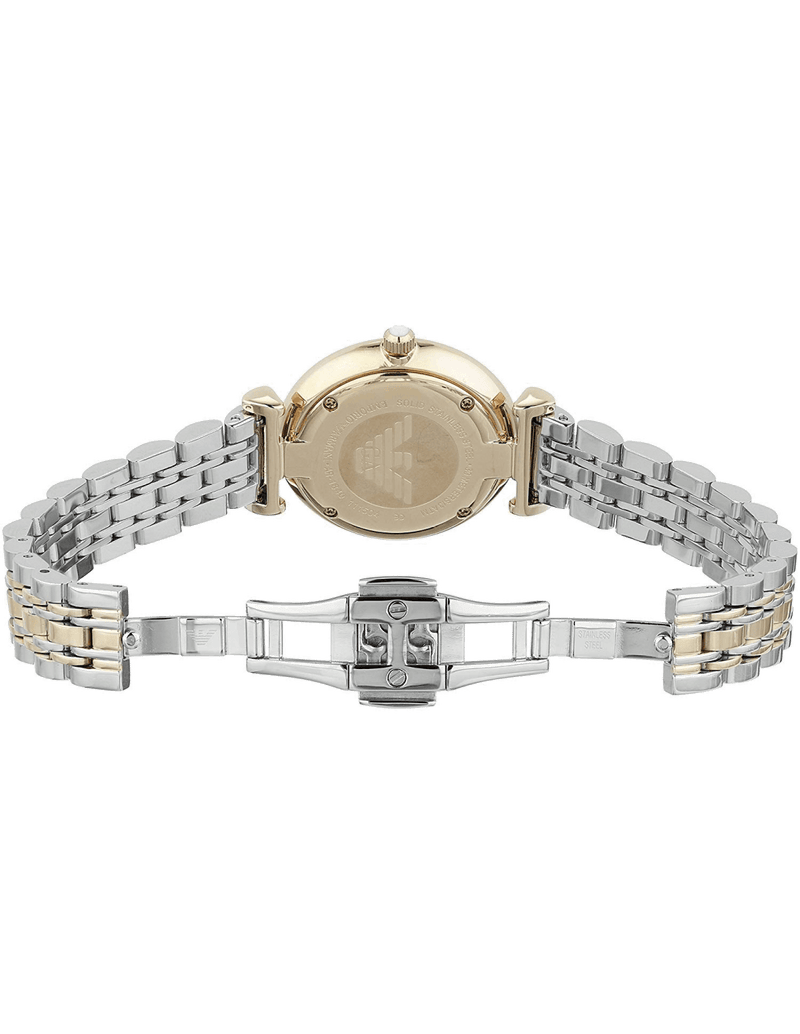 Emporio Armani T Bar Gianni Classic Mother Of Pearl Dial Two Tone Steel Strap Watch For Women - AR1683 Buy Now By Emporio Armani