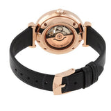 Emporio Armani Meccanico Gianni T Bar Mother of Pearl White Dial Black Leather Strap Watch For Women - AR60047