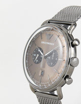 Emporio Armani Aviator Brown Dial Grey Mesh Bracelet Watch For Men - AR11141 Buy Now By Emporio Armani