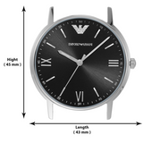 Shop Emporio Armani Kappa Analog Quartz Black Dial Black Leather Strap Watch For Men - AR11013 in USA