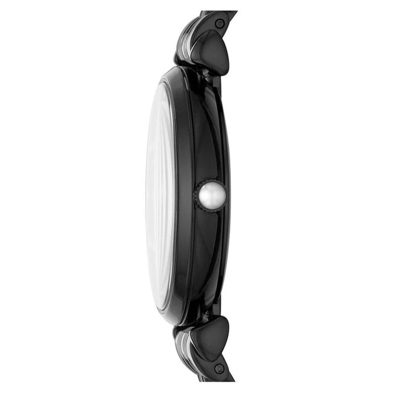 Emporio Armani Gianni T-Bar Quartz Black Mother of Pearl Dial Black Steel Strap Watch For Women - AR11268 Buy Now By Emporio Armani
