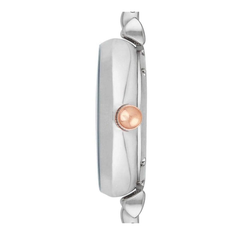Emporio Armani Gianni T Bar Silver Skeleton Dial Two Tone Strap Watch For Women - AR1992 Buy Now By Emporio Armani