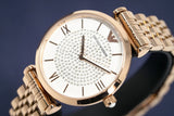 Emporio Armani T-Bar Gianni Crystal Pave Dial Rose Gold Steel Strap Watch For Women - AR11244 Buy Now By Emporio Armani