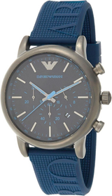 Emporio Armani Luigi Chronograph Black Dial Blue Rubber Strap Watch For Men - AR11023 Buy Now By Emporio Armani