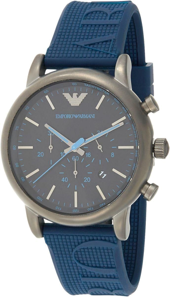 Emporio Armani Luigi Chronograph Black Dial Blue Rubber Strap Watch For Men - AR11023 Buy Now By Emporio Armani