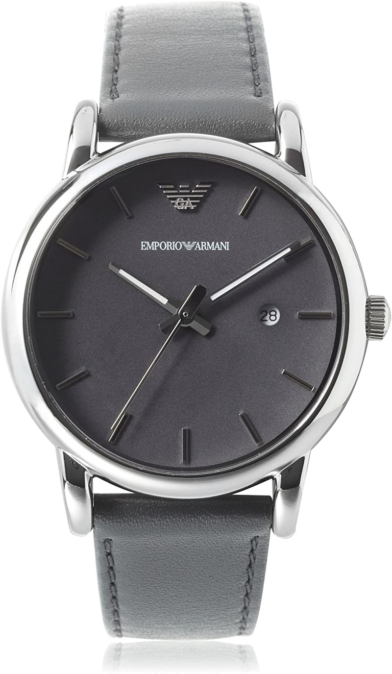Emporio Armani Classic Quartz Grey Dial Grey Leather Strap Watch For Men - AR1730 Buy Now By Emporio Armani