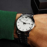 Emporio Armani Classic Luigi Quartz Silver Dial Silver Steel Strap Watch For Men - AR1854 Buy Now By Emporio Armani