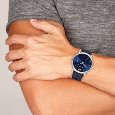 Emporio Armani Dress Quartz Blue Dial Blue Leather Strap Watch For Men - AR2501 Buy Now By Emporio Armani
